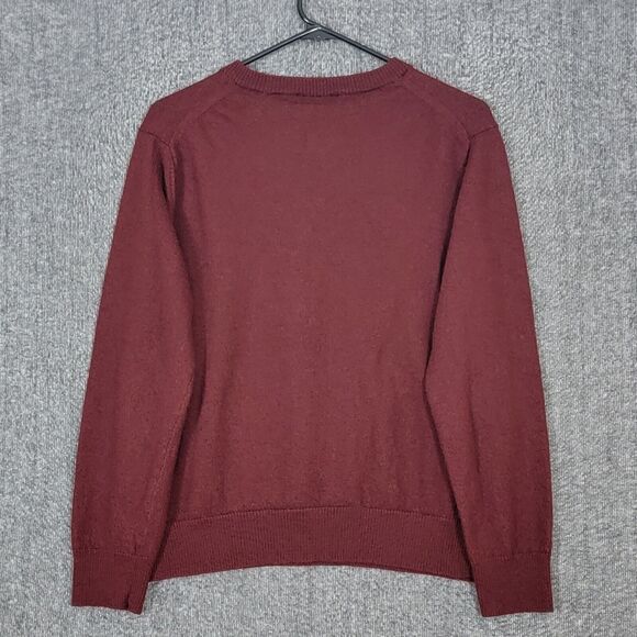 Murano Sweater Womens Medium Maroon Brown 100% Merino Wool V Neck Pullover - Picture 7 of 12
